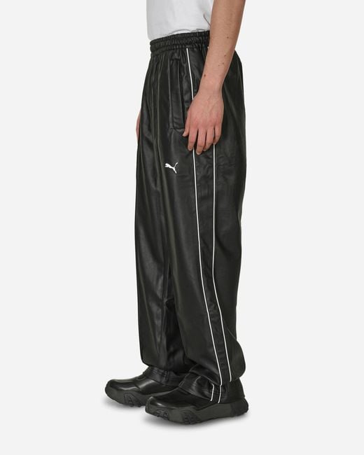 PUMA Black Oversized Pleather Track Pants for men