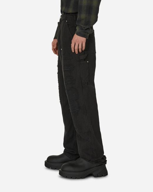 1017 ALYX 9SM Destroyed Carpenter Pants Washed in Black for Men 