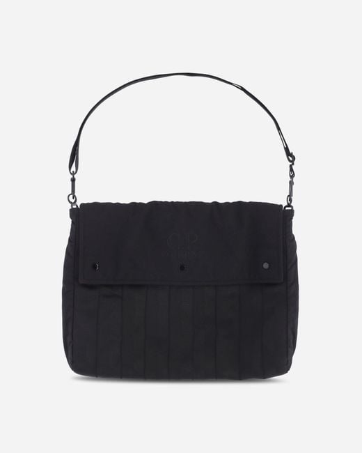 C P Company Black Herringbone Logo Bag for men