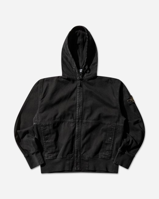 Stone Island Black Men S Organic Panama Cotton Old Effect Zip Jacket for men