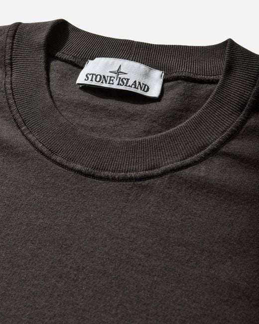 Stone Island Black Men S Organic Cotton Jersey Fissato Effect T-shirt Charcoal for men