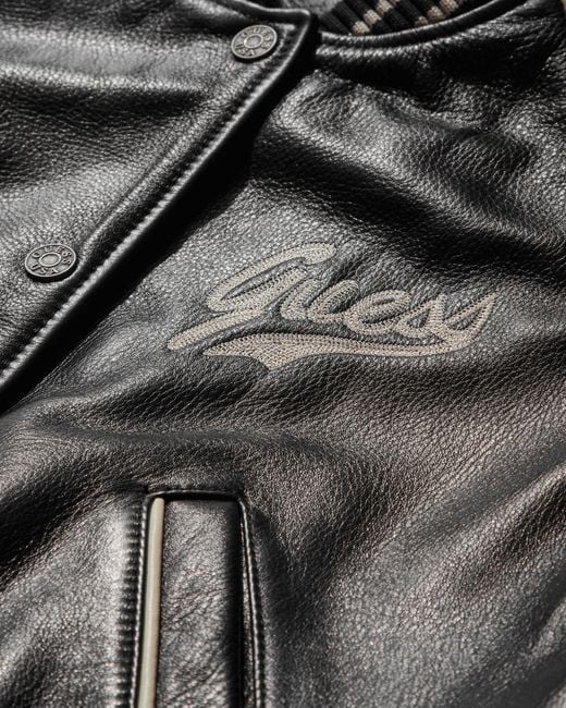 Guess Black Leather Varsity Jacket Jet