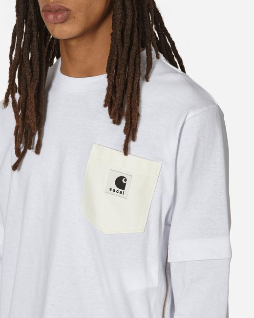 Sacai White Carhartt Wip Longsleeve T-shirt for men