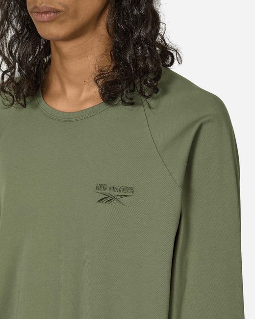 Reebok Green Hed Mayner Oversized Raglan Longsleeve T-Shirt Army for men