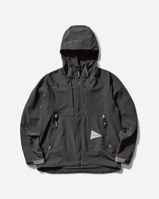 And Wander Black Men S Light Stretch Shell Jacket Charcoal for men