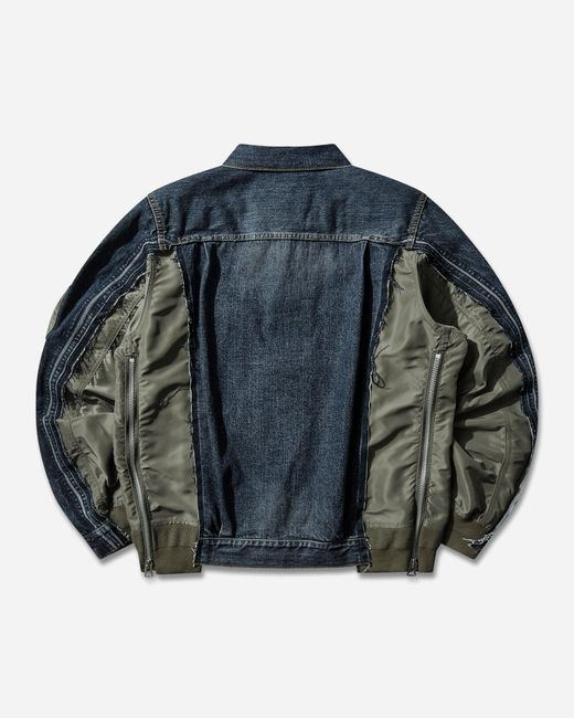 Sacai Blue S Denim X Nylon Twill Jacket for men