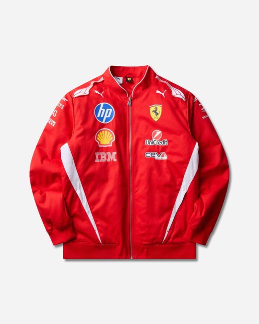 PUMA Red Scuderia Ferrari Hp Replica Drivers Authentic Bomber Jacket for men