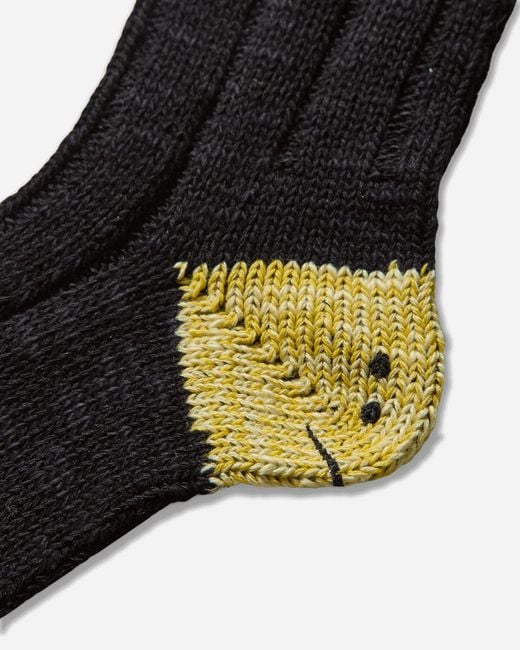 Kapital Black 56 Yarns Ma-1 Rainbowy Happy Heel Socks for men