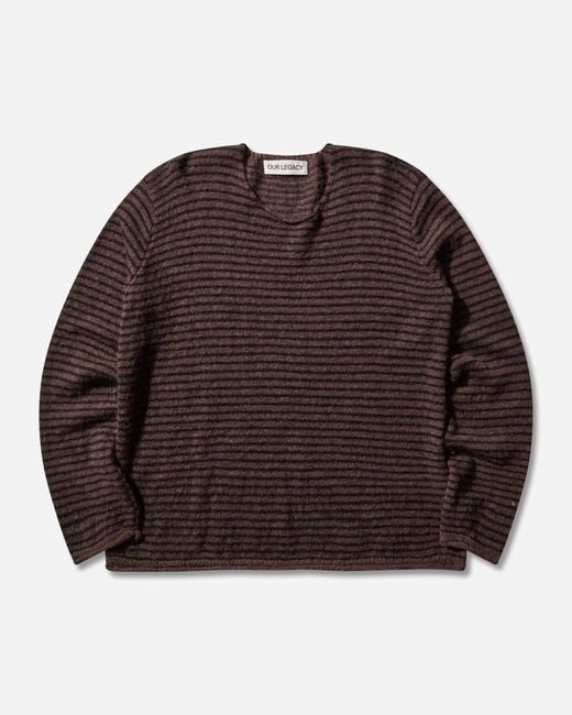 Our Legacy Brown Men S Rigid Popover Sweater Dirt Stripe for men