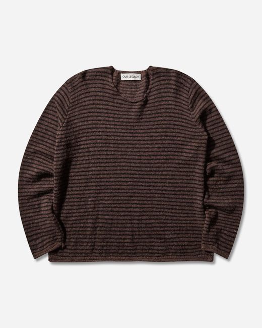 Our Legacy Brown Men S Rigid Popover Sweater Dirt Stripe for men