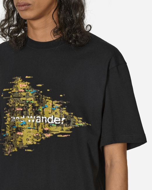 And Wander Black Noizy Logo Printed T-shirt for men