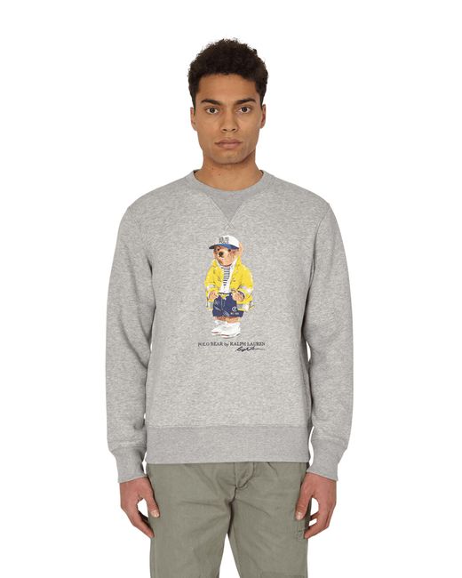 Polo Ralph Lauren Gray Teddy Bear Logo Print Sweatshirt for men