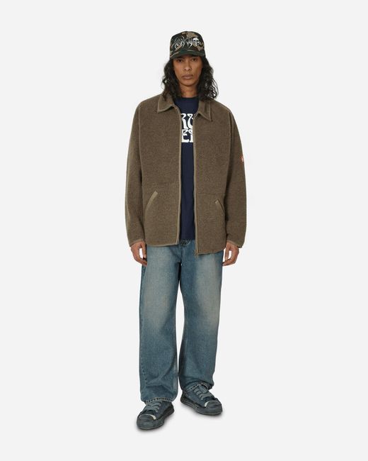 Cav Empt Brown Wool Boa Fleece Zip Up Jacket Khaki for men