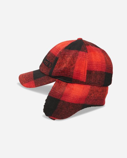 No Problemo Red Plaid Flap Cap for men