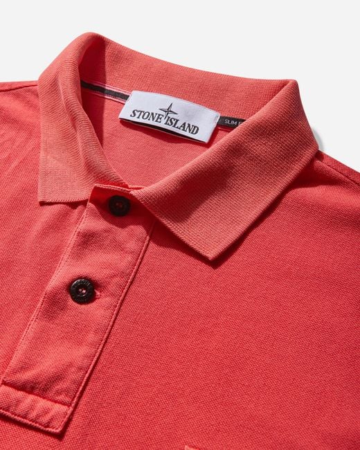 Stone Island Red Men S Slim Fit Polo Shirt Papaya for men