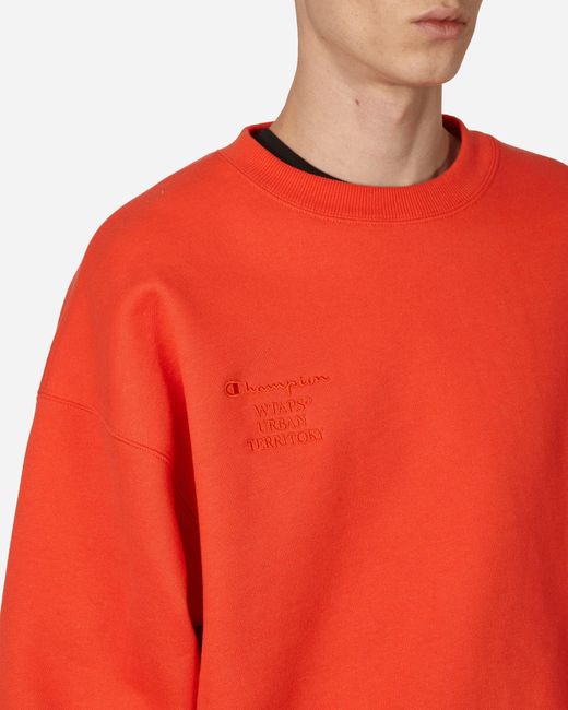 Champion Red Wtaps Academy Crewneck Sweatshirt for men