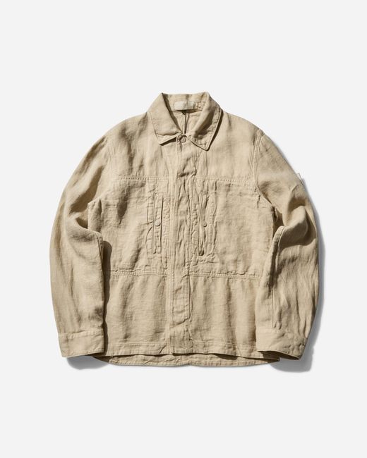 Stone Island Natural Men S Ghost Piece Diagonal Linen Overshirt for men