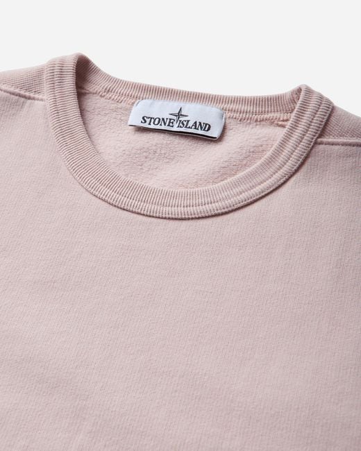 Stone Island Pink Organic Cotton Fleece Crewneck Sweatshirt Antique Rose for men