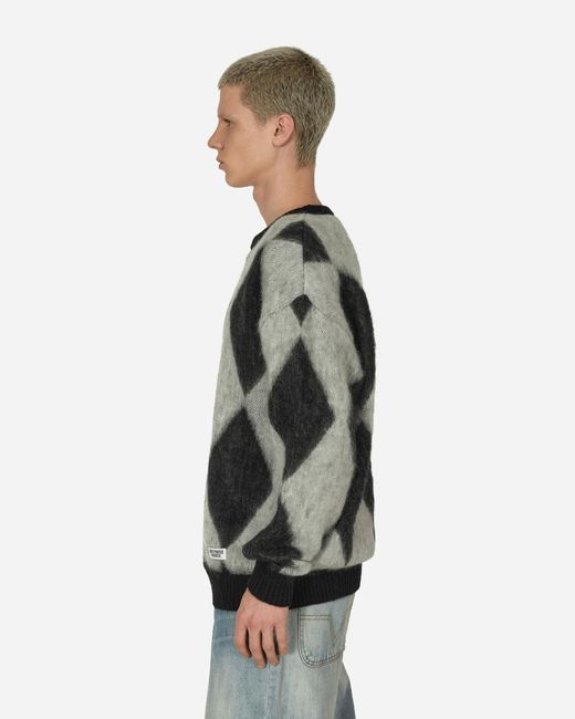 Wacko Maria Diamond Mohair Crewneck Sweater in Gray for Men | Lyst