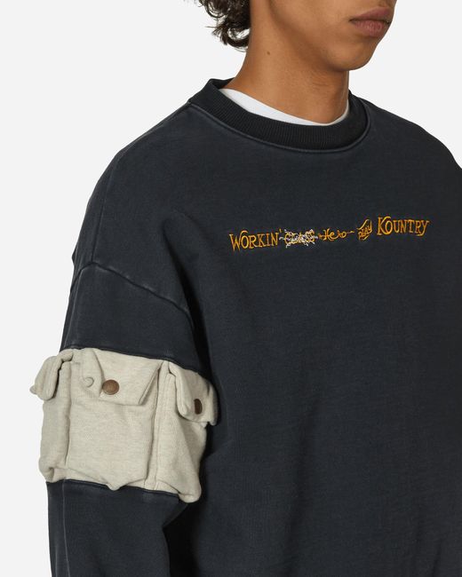 Kapital Black Swt Knit 2tones Nickel 8 Sleeve Sweatshirt (working Embroidery) for men