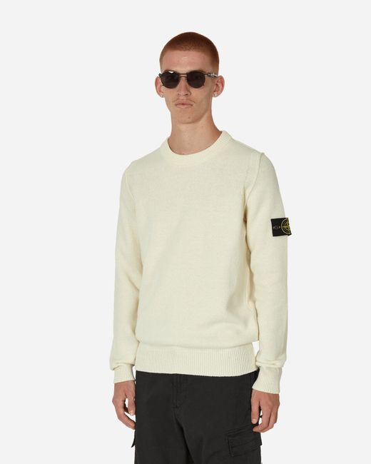 Stone Island Wool Crewneck Sweater Natural for Men | Lyst