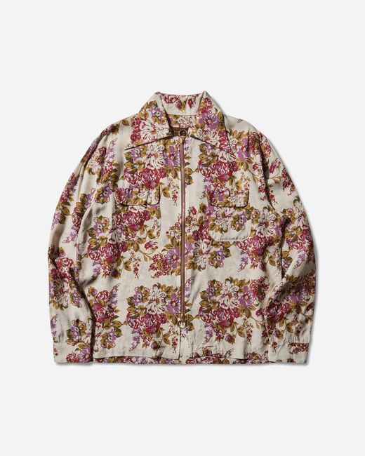 Kapital Brown Men S Silk Rayon Champetre Maria Drizzle Open Collar Shirt Purple / Beige for men