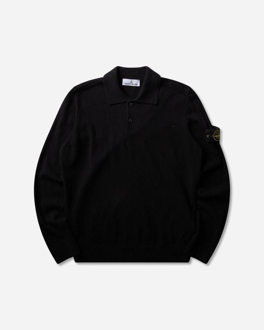 Stone Island Black Men S Rws Geelong Wool Polo for men