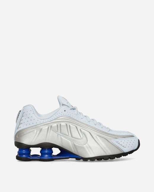 Nike White Women S Shox R4 Sneakers Blue Tint / Metallic Silver