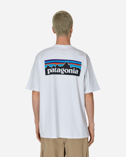 Patagonia White P-6 Logo Responsibili T-shirt for men