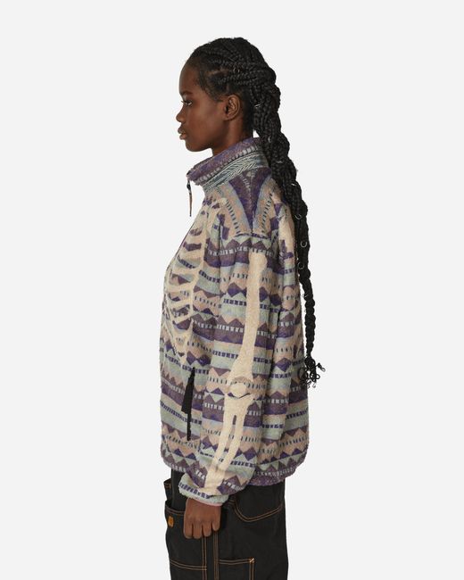 Kapital Purple Ashland Stripe And Bone Fleece Zip Jacket