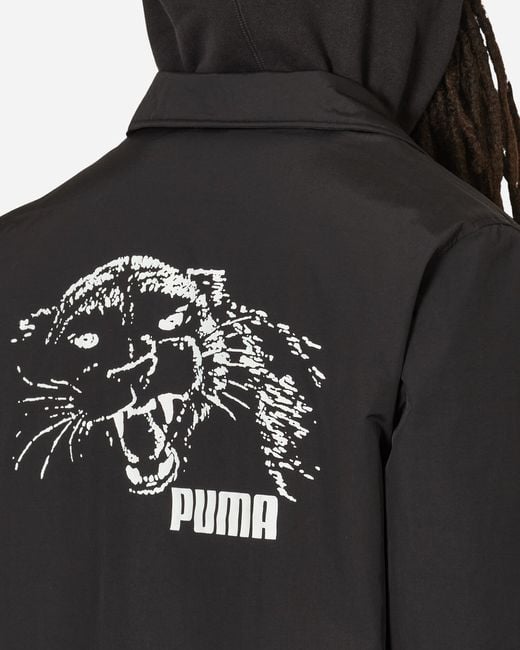 PUMA Black Noah Sherpa-lined Coach Jacket for men