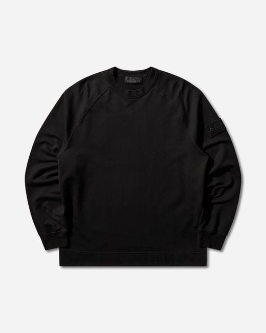 Stone Island Black Men S Ghost Cotton Stretch Fleece Crewneck Sweatshirt for men
