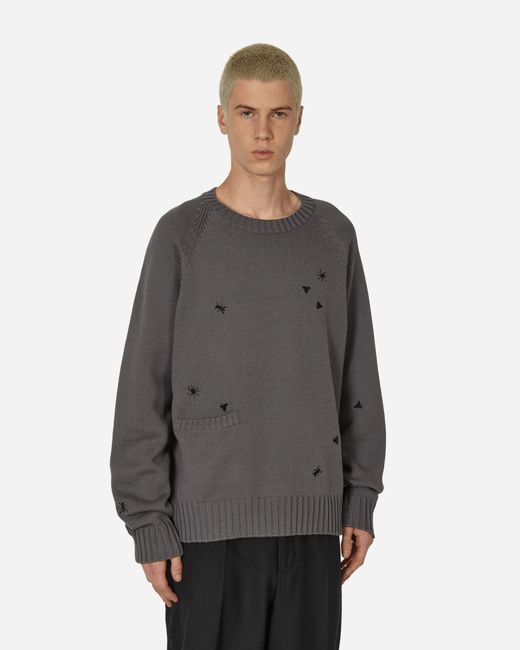 Undercover Gray Embroidered Crewneck Sweater for men