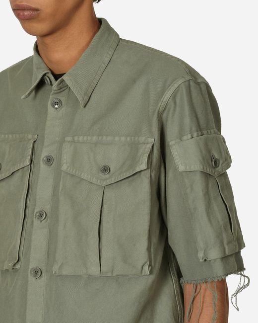 Dries Van Noten Green Military Shortsleeve Shirt for men