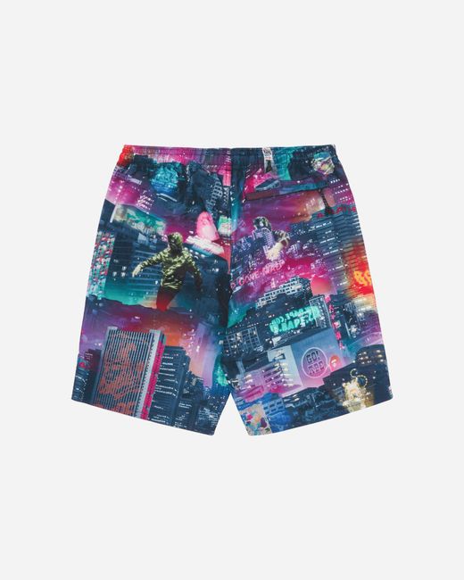 A Bathing Ape Blue Men S Neon Tokyo Track Shorts Multicolor for men