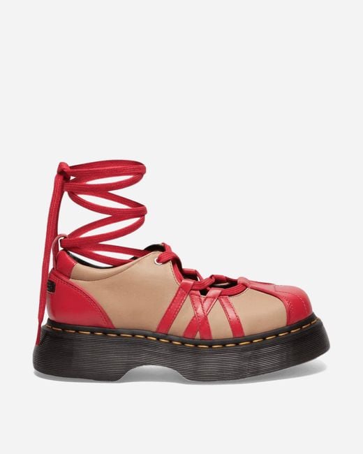 Dr. Martens Red S Buzz Ballerina Leather Shoes Vibrant Vintage Taupe