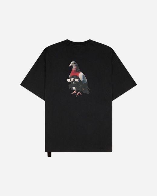 Oamc Peacemaker Black Men S Pigeon Print Loose Fit T-shirt for men