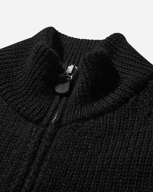 Our Legacy Funnel Neck Zip-Up Wool Sweater in Black for Men | Lyst
