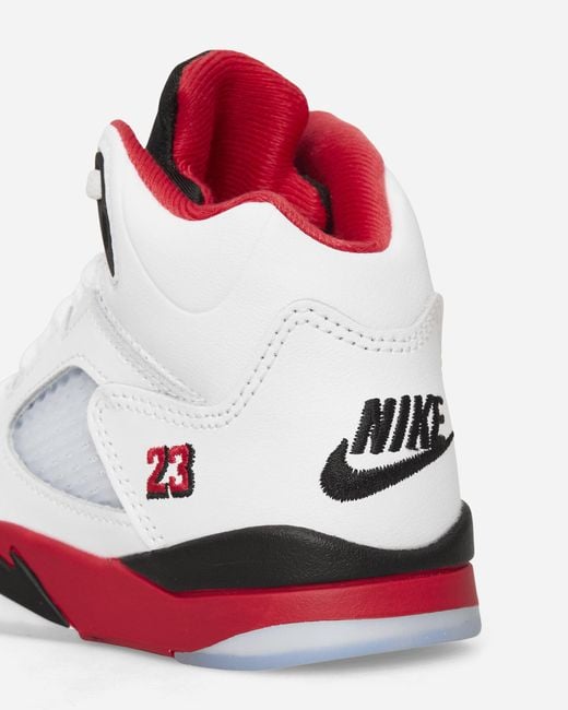 Nike White Air Jordan 5 (ps) Sneakers Fire Red Black Tongue for men