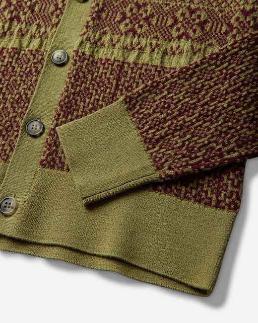 Dries Van Noten Green S Jacquard Wool Cardigan for men