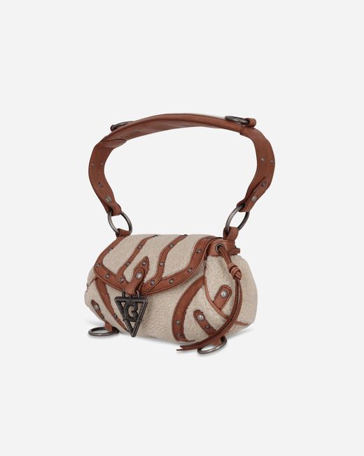 Guess White Mini Claudia Fur Bag Off