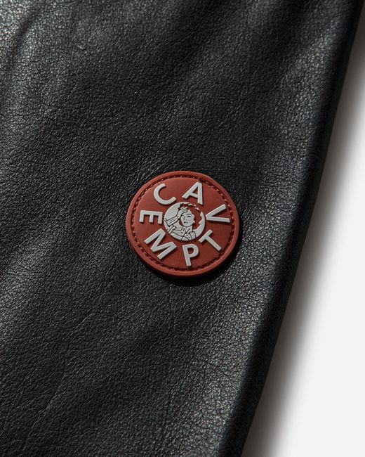 Cav Empt Black Men S Community Leather Jacket Grey for men