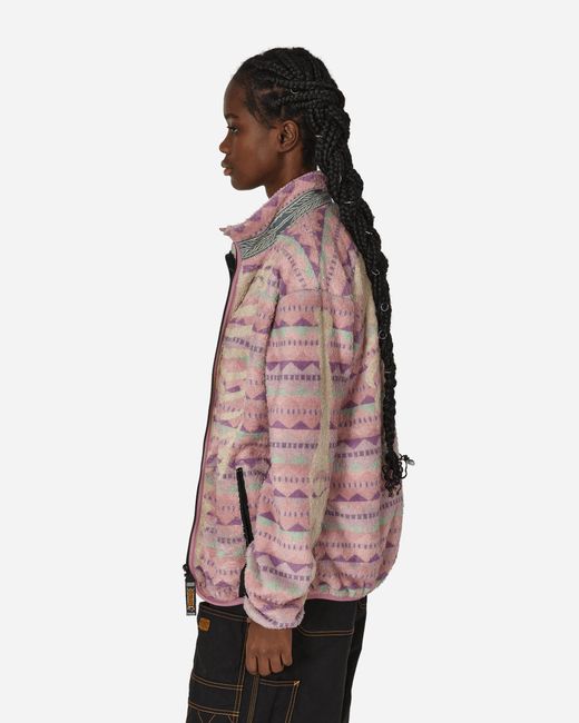 Kapital Pink Ashland Stripe And Bone Fleece Zip Jacket
