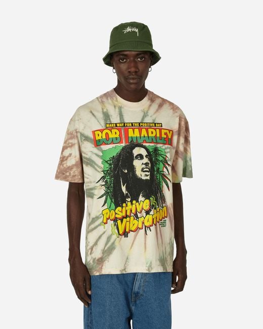 ONLINE CERAMICS Metallic Bob Marley Positive Vibration Hand Dyed T-shirt Tie-dye for men