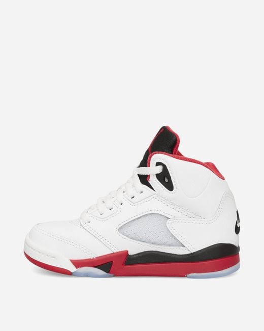 Nike White Air Jordan 5 (ps) Sneakers Fire Red Black Tongue for men