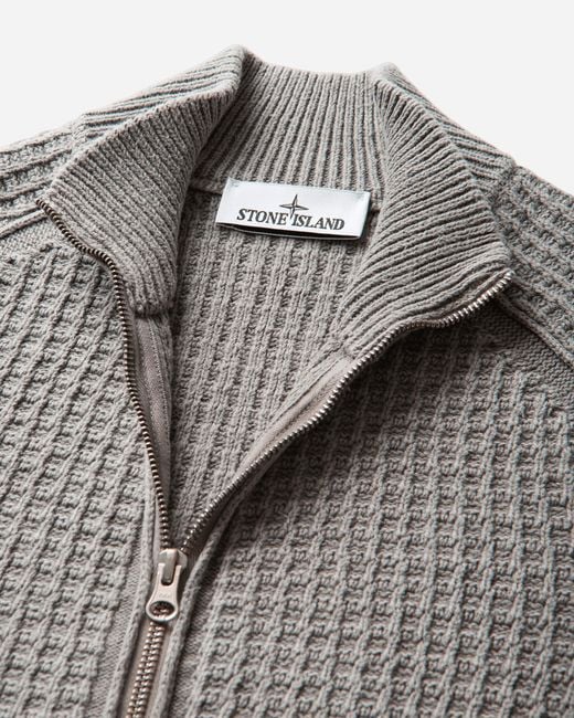 Stone Island Gray S Mineral Dyed Zip-Up Cardigan for men
