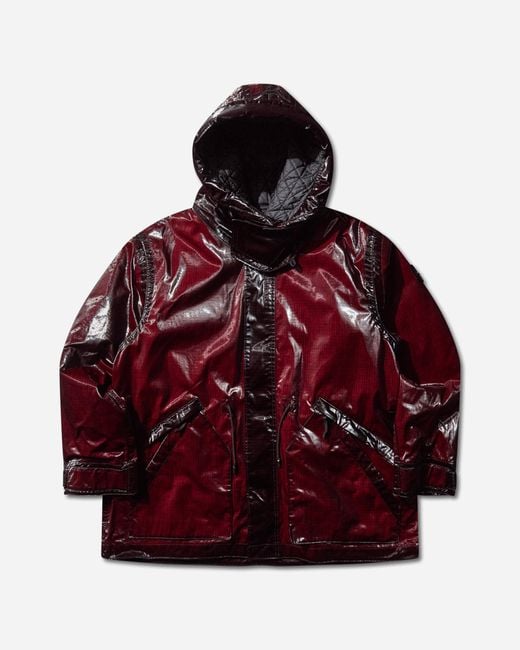 Stone Island Red Men S Uneven Ripstop Prismatico Hooded Parka Dark Burgundy for men