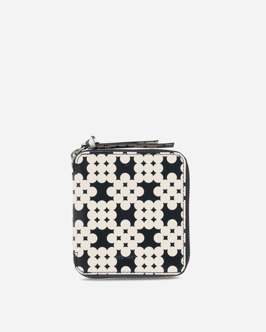 Dries Van Noten White Printed Leather Zip Wallet Ecru for men