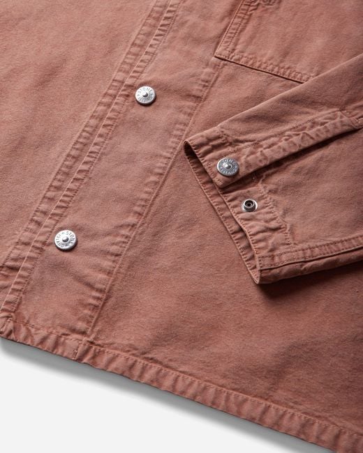 Stone Island Brown S Mineral Dyed Panama Cotton Overshirt Brick for men
