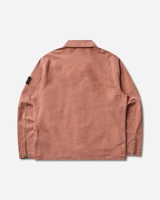 Stone Island Brown S Mineral Dyed Panama Cotton Overshirt Brick for men
